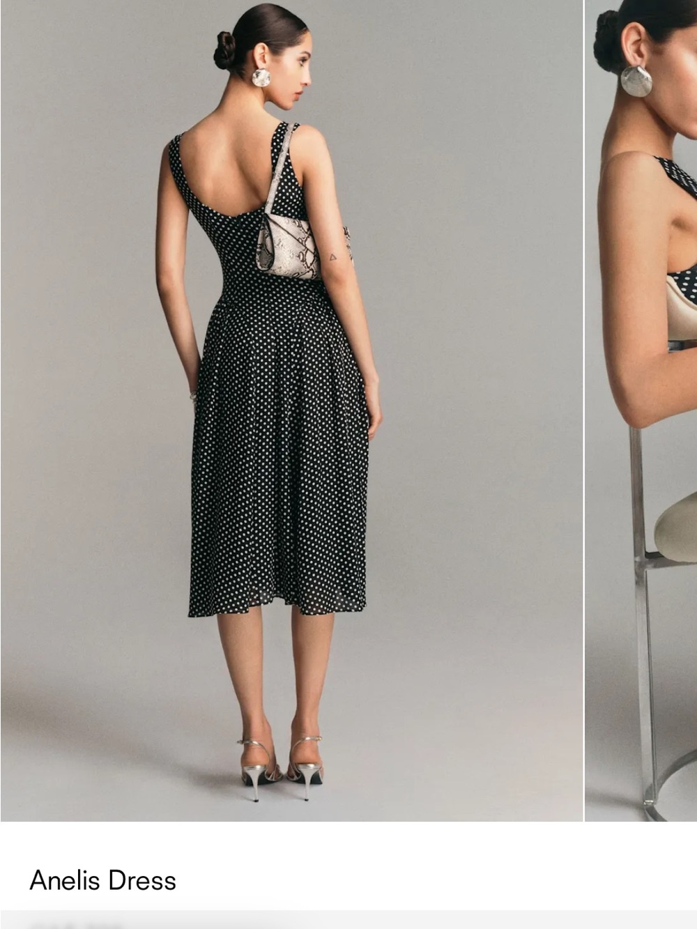 Reformation Black and White Polka Dot Midi Dress - Picture 2 of 6